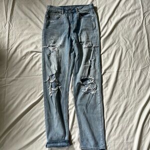 American Eagle Mom jeans with holes. Size 4 long.